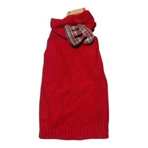 NWT Pup Crew apparel Knit dog pet outfit with plaid antlers sz Large